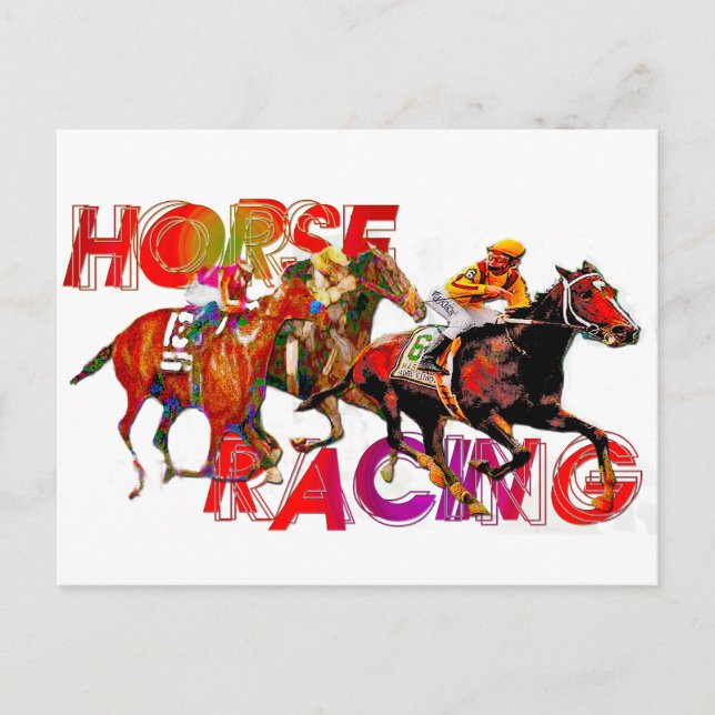 Carte Postale Action de courses de chevaux (Devant)