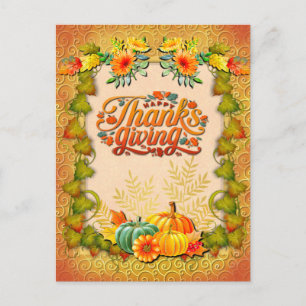 Carte Postale Action de grâce Automne Feuilles d'érable et citro