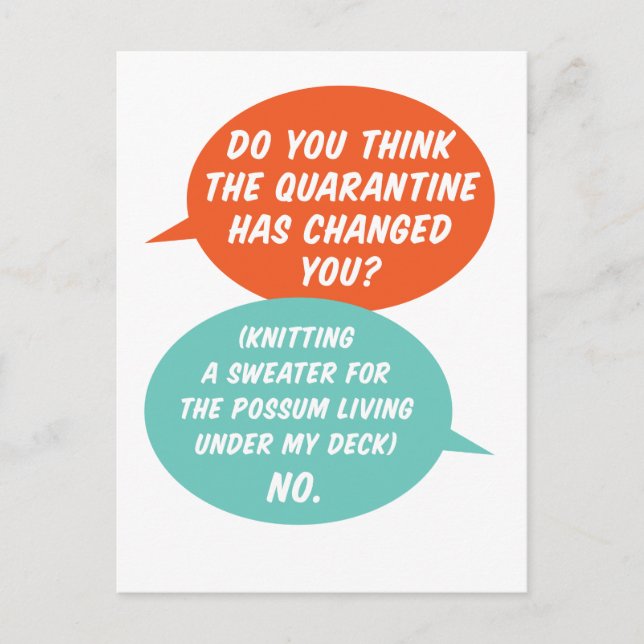 Carte Postale Activité de quarantaine Tricot Possum a Sweater (Devant)