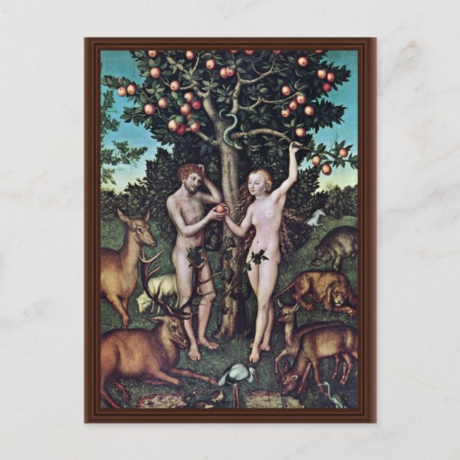 Carte Postale Adam And Eve De Cranach D. Ä. Lucas (Meilleure Qua (Devant)