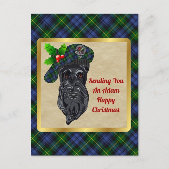 Carte Postale Adam Clan Badge & Tartan Christmas (Devant)