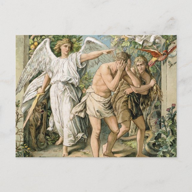 Carte Postale Adam et Eve chassés du Paradis (Devant)