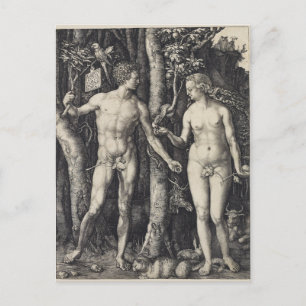 Carte Postale Adam et Eve, Engraving par Albrecht Durer