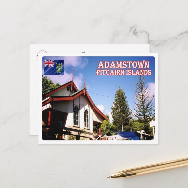 Carte Postale Adamstown - Îles Pitcairn - (Devant/Arrière en situation)