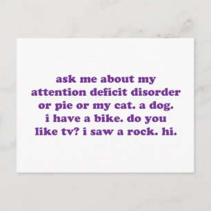 Carte Postale ADD ADHD Funny Citation - violet