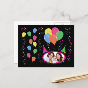 Carte Postale Add Your Own Photo to Party Hats and Balloons