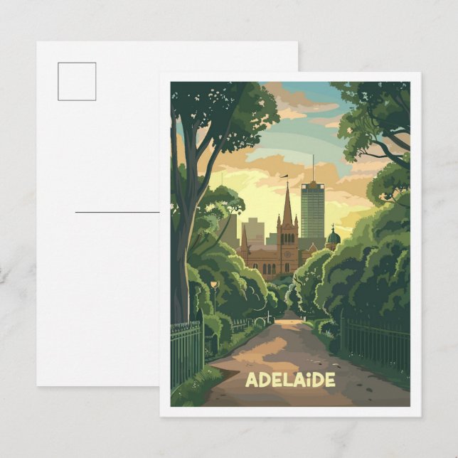 Carte Postale Adelaide Australia Vintage voyage d'art (Devant / Derrière)