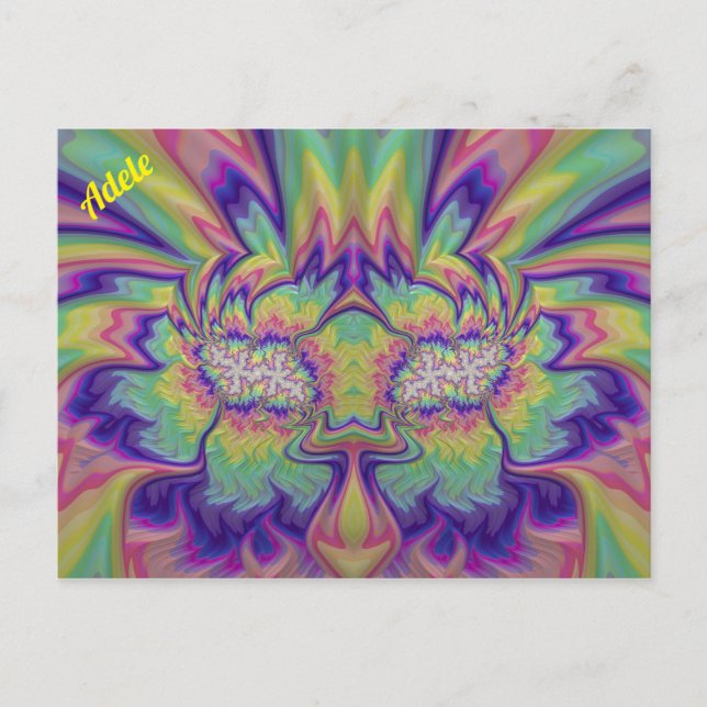 Carte Postale ADELE ~ Motif de conception fractale 3D ~ Multicol (Devant)