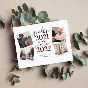 Carte Postale Adieu 2021 Bonjour 2022 Calligraphie Photo Nouvel