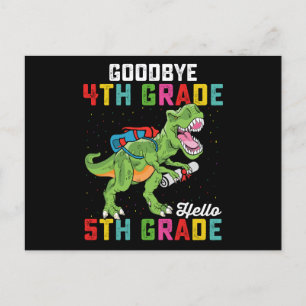 Carte Postale Adieu 4e année Bonjour 5e année T Rex Dinosaur