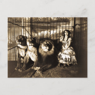 Carte Postale Adjie et les Lions 1899 Cirque Vintage
