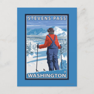 Carte Postale Admirant skieur - Stevens Pass, Washington