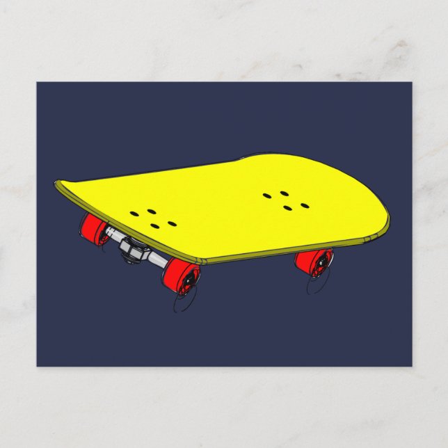 Carte Postale Ado cool de skateboard jaune (Devant)