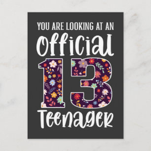 Carte Postale Adolescent officiel 13 ans 13e anniversaire fille