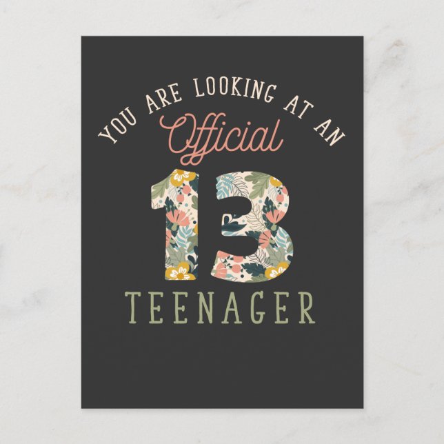 Carte Postale Adolescent officiel 13e anniversaire 13 ans fille (Devant)