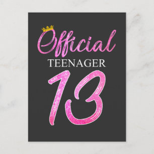 Carte Postale Adolescent officielle Princesse 13e anniversaire 2