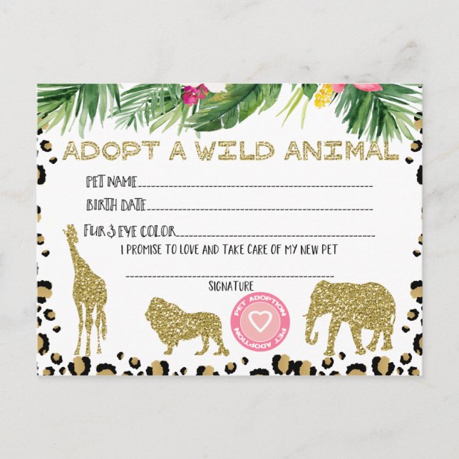 Carte Postale Adopter Un Certificat D'Anniversaire D'Animaux Sau (Devant)