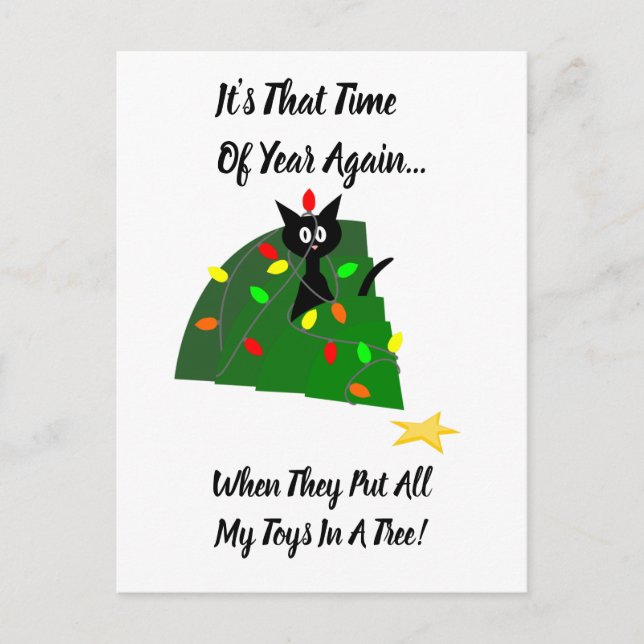 Carte Postale Adoptez : Cat Christmas Tree : Time Of Year! (Devant)