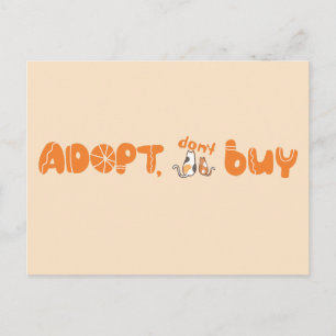 Carte Postale Adoptez, N'achetez Pas Amateur de Chats