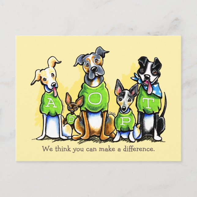 Carte Postale Adoption d'animaux de compagnie à but non lucratif (Devant)