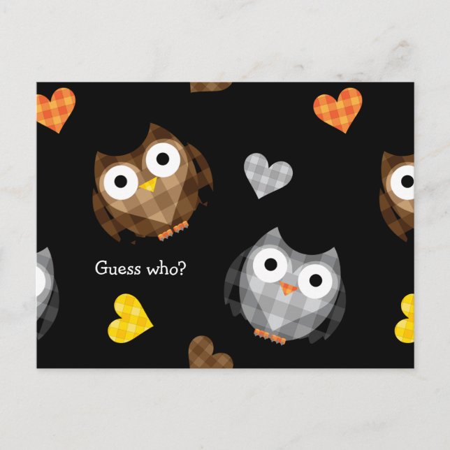 Carte Postale Adorable À damiers Chouette Hoot Motif (Devant)