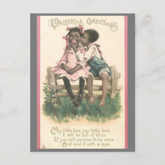 Carte Postale Adorable Africain-Américain Couple Vintage Valenti
