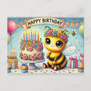 Carte Postale Adorable Anniversaire Fête des abeilles