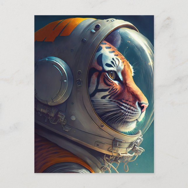 Carte Postale Adorable astronaute de tigre (Devant)