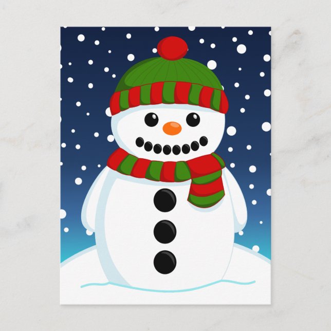 Carte Postale Adorable bonhomme de neige de Noël (Devant)