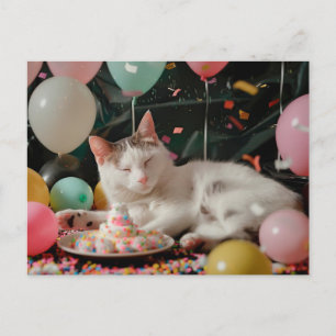 Carte Postale Adorable Chat Anniversaire Design de fête