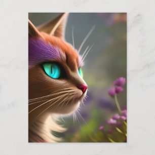 Carte Postale Adorable chat Kitty, Yeux Turquoise