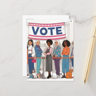 Carte Postale Adorable Chat Ladies Vote