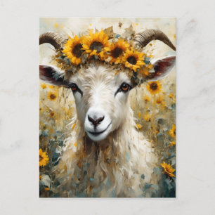Carte Postale Adorable chèvre Angora dans les champs de tourneso