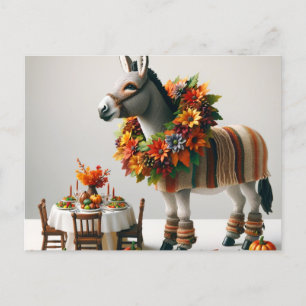 Carte Postale Adorable Donkey Thanksgiving