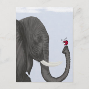Carte Postale Adorable éléphant et mignonne coccinelle