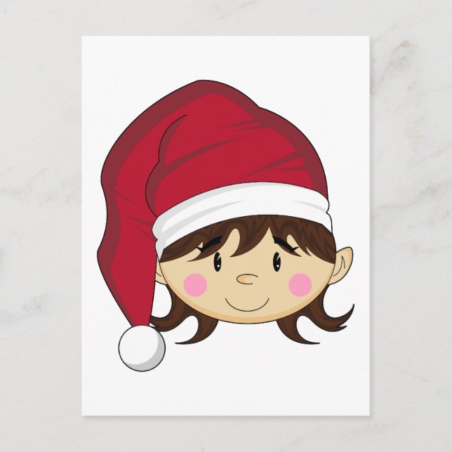Carte postale adorable elfe de Noël (Devant)
