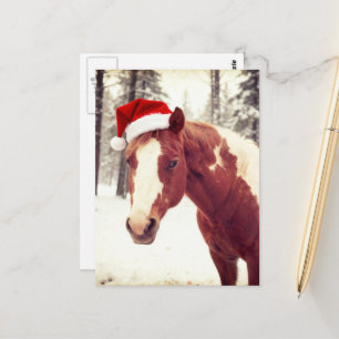 Carte Postale Adorable et mignon cheval de peinture de Noël