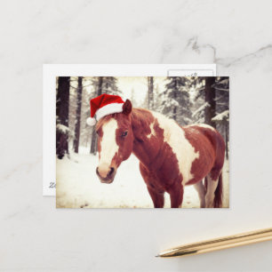 Carte Postale Adorable et mignon cheval de peinture de Noël