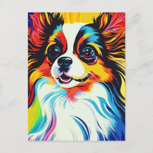 Carte Postale Adorable Fluffy Toy Papillon Portrait de chien