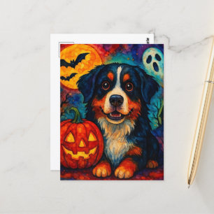 Carte Postale Adorable Halloween Bernese Mountain Dog