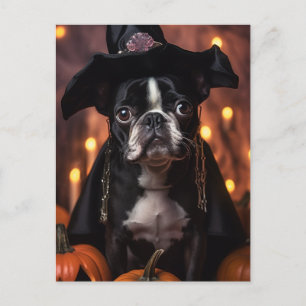 Carte Postale Adorable Halloween Boston Terrier Chien