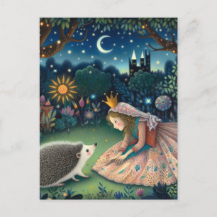 Carte Postale Adorable Hérisson Fairy Tale Princesse
