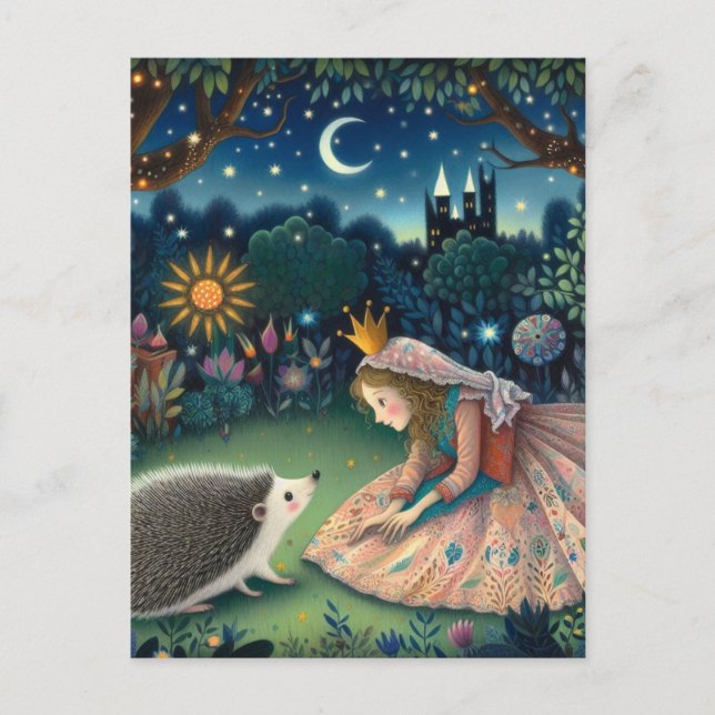 Carte Postale Adorable Hérisson Fairy Tale Princesse (Devant)
