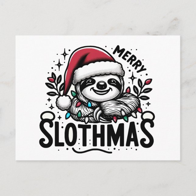 Carte Postale Adorable Joyeux Slothmas (Devant)