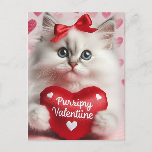 Carte Postale Adorable Kitten Valentine (Devant)