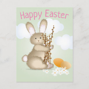 Carte Postale Adorable Lapin Joyeux Pâques