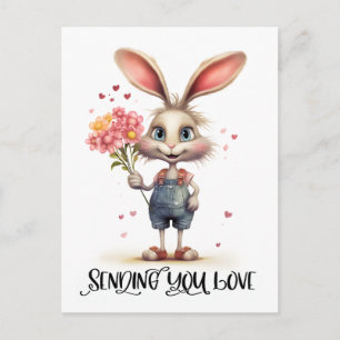 Carte Postale Adorable Lapin Vous Envoi Amour