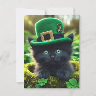 Carte Postale Adorable Lucky Black St. Patrick's Day Kitten