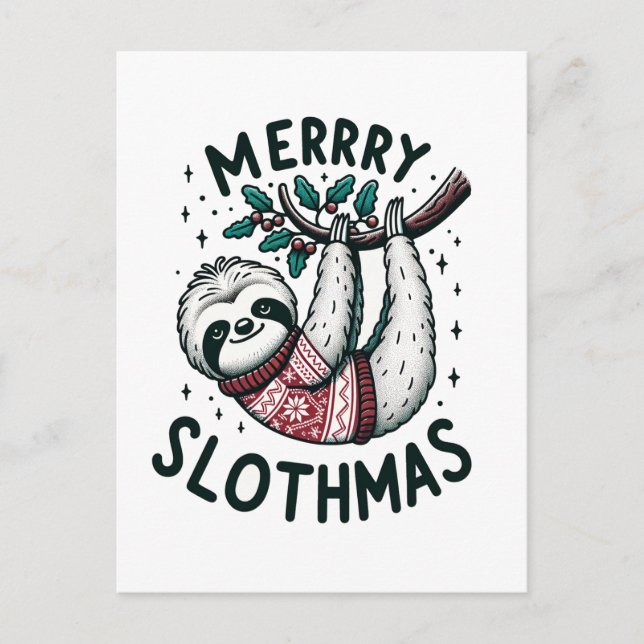 Carte Postale Adorable Merrry Slothmas (Devant)