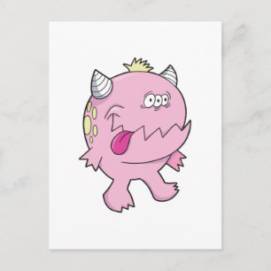 Carte Postale adorable monstre broyeur à langue rose